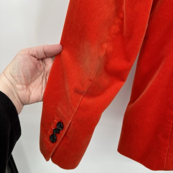 J CREW parke velvet velour jacket blazer orange 6 one button preppy academia - Picture 6 of 10
